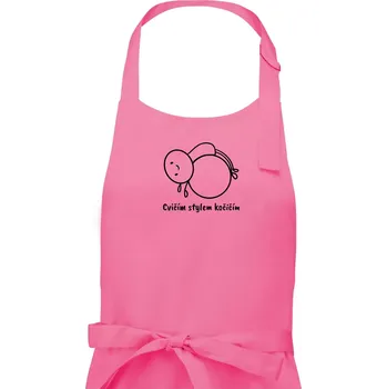 Kuchyňská zástěra Cvičím stylem kočičím - Dámská zástěra na vaření - Univerzální velikost ( Růžová )