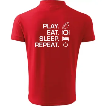 Pánská košile Play Eat Sleep Repeat americký fotbal - Polokošile pánská Pique Polo 203 - L ( Červená )