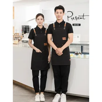 Pracovní zástěra Profesionální pracovní zástěra s kapsami | pracovní zástěra, kuchařská zástěra - Černý