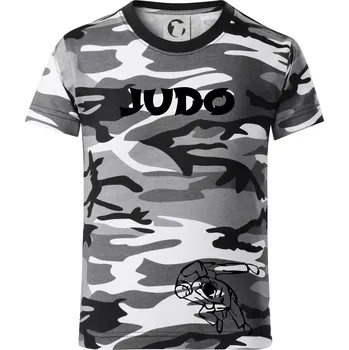 Chlapecké tričko Judo nápis + postavy - Dětské maskáčové triko - 146 cm/10 let ( Šedý maskáč )