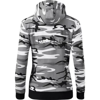 Dámská mikina EKG zamilovaný pár - Dámská mikina trendy zipper s kapucí - 2XL ( Šedý maskáč )