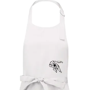 Kuchyňská zástěra Judo nápis + postavy - Dámská zástěra na vaření - Univerzální velikost ( Bílá )