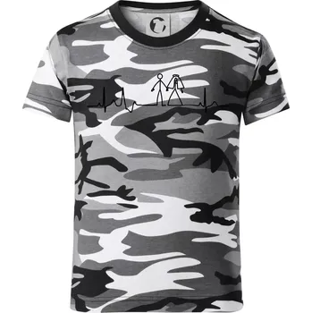 Chlapecké tričko EKG svatba - Dětské maskáčové triko - 134 cm/8 let ( Šedý maskáč )