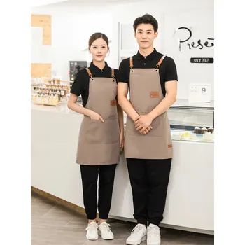 Pracovní zástěra Profesionální pracovní zástěra s kapsami | pracovní zástěra, kuchařská zástěra - Meruňka