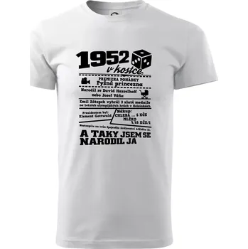 Pánské tričko 1952 v kostce - Triko extra velké (5-8XL) - 5XL ( Bílá )