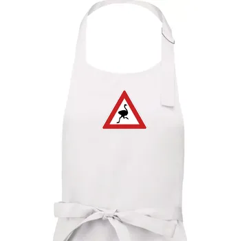 Kuchyňská zástěra Dopravní značka - Pozor pštros - Pánská zástěra na vaření - Univerzální velikost ( Bílá )