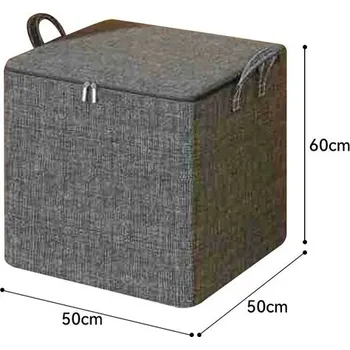 Úložný box Velká skládací úložná taška s víkem na oblečení a peřiny | Úložné vaky na peřiny - Černá - 50x50x60cm