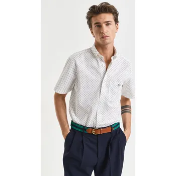 Pánská košile KOŠILE GANT REG MICRO PRINT SS SHIRT EGGSHELL