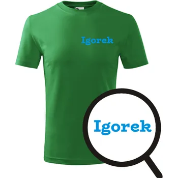 Chlapecké oblečení Zelené dětské tričko Igorek - dětské tričko se jménem - barva zelená - velikost 8let