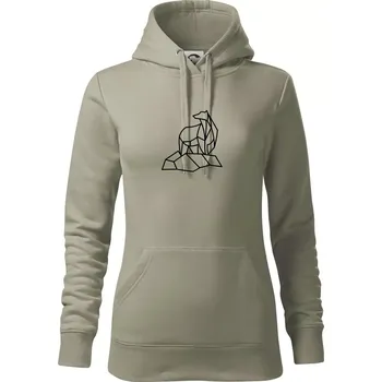 Dámská mikina Geometrie lední medvěd na ledu - Mikina dámská Cape s kapucí - 2XL ( Light khaki )