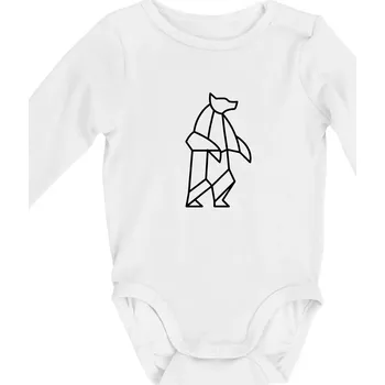 Geometrie lední medvěd stojící - Body kojenecké s dlouhým rukávem - Dlouhý r. 6-12 měs ( Bílá )