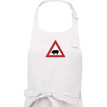 Kuchyňská zástěra Dopravní značka - Pozor prase domácí - Dámská zástěra na vaření - Univerzální velikost ( Bílá )