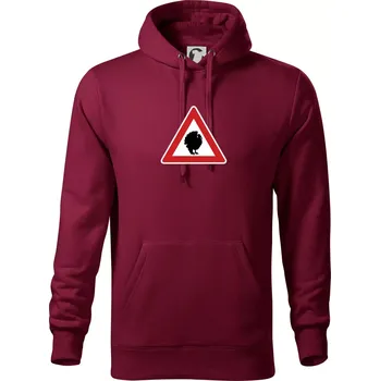 Pánská mikina Dopravní značka - krocan - Mikina pánská Cape s kapucí - 4XL ( Garnet )