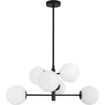 NOVA LUCE závěsné svítidlo IMPERO bílé matné sklo černý kov E14 6x5W IP20 bez žárovky 9100361