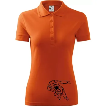 Judo nápis + postavy - Polokošile dámská Pique Polo - S ( Oranžová )