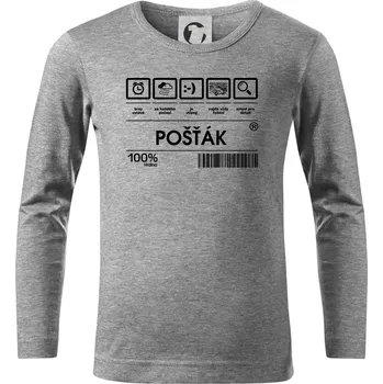 Chlapecké tričko Čárový kód pošťák - Triko dětské Long Sleeve - 122 cm/6 let ( Tmavě šedý melír )