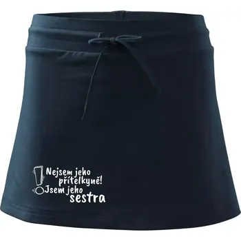 Dámská sukně Nejsem jeho přítelkyně, jsem jeho sestra - Sportovní sukně - two in one - M ( Námořní modrá (velmi tmavá - téměř černá) )