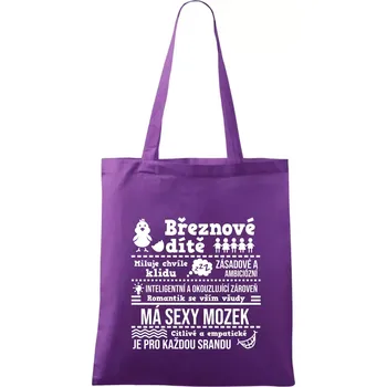 Narozeniny březen - Taška bavlněná - 42 x 38 cm ( Fialová )
