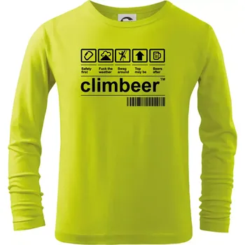 Dětská móda Čárový kód - Climbeer - Triko dětské Long Sleeve - 104-110cm / 3-4 roky ( Limetková )