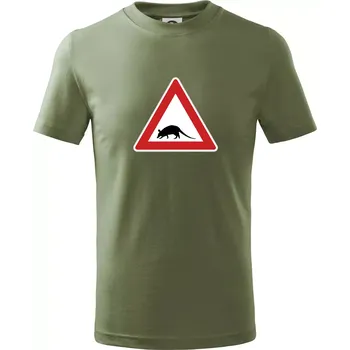 Dětská móda Dopravní značka - krysa - Tričko dětské bavlněné - 146 cm/10 let ( Khaki )