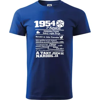 Pánské tričko 1954 v kostce - Triko extra velké (5-8XL) - 7XL ( Královská modrá )
