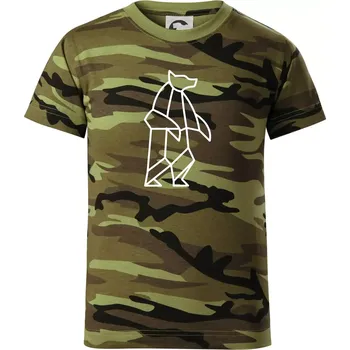 Chlapecké tričko Geometrie lední medvěd stojící - Dětské maskáčové triko - 122 cm/6 let ( Zelený maskáč )