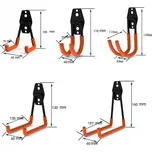 Kovový nástěnný hák na kolo a nářadí | držák, organizér - 5 ks - oranžová