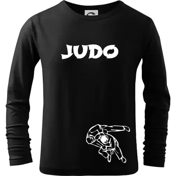 Chlapecké tričko Judo nápis + postavy - Triko dětské Long Sleeve - 158 cm/12 let ( Černá )