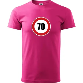 Pánská móda Dopravní značka - omezení rychlosti 70 - Klasické pánské triko vyšší gramáže - 2XL ( Purpurová )