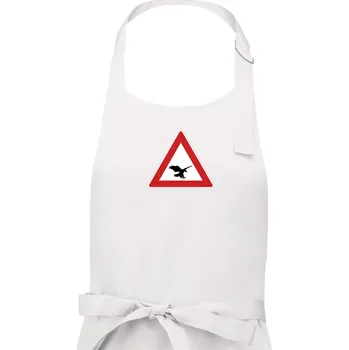 Kuchyňská zástěra Dopravní značka - Pozor orel - Dámská zástěra na vaření - Univerzální velikost ( Bílá )