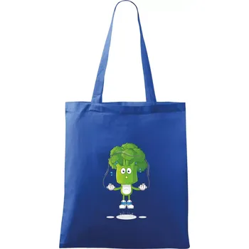 Nákupní taška Brokolice a švihadlo - Taška bavlněná - 42 x 38 cm ( Královská modrá )