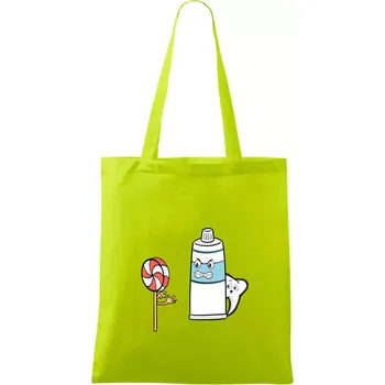 Lízátko pasta zuby - Taška bavlněná - 42 x 38 cm ( Limetková )