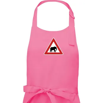 Kuchyňská zástěra Dopravní značka - Pozor slon - Pánská zástěra na vaření - Univerzální velikost ( Růžová )