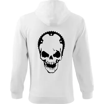 Pánská mikina Rozeta lebka - Mikina s kapucí na zip trendy zipper - L ( Bílá )