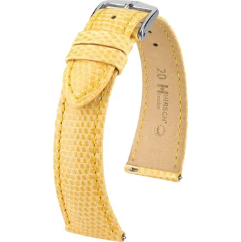 Řemínek na hodinky Kožený řemínek Hirsch London 04366173-2, žlutý, ještěrčí kůže, Quick Release