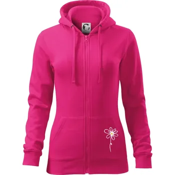 Dámská mikina Kopretina - dole na výšku - Dámská mikina trendy zipper s kapucí - 2XL ( Purpurová )