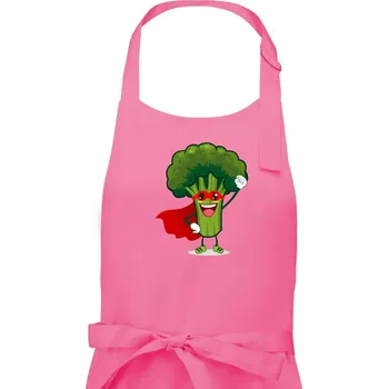 Kuchyňská zástěra Super Brokolice - Dámská zástěra na vaření - Univerzální velikost ( Růžová )