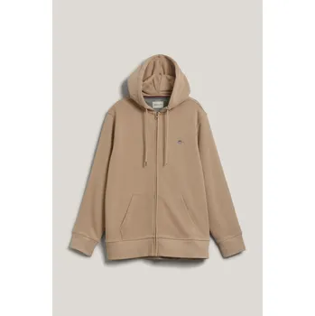 Pánské oblečení MIKINA GANT REG SHIELD FULL ZIP HOODIE DRY SAND