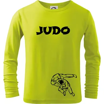 Chlapecké oblečení Judo nápis + postavy - Triko dětské Long Sleeve - 104-110cm / 3-4 roky ( Limetková )
