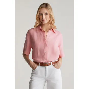 Dámská košile KOŠILE GANT REL LINEN SS SHIRT GERANIUM PINK