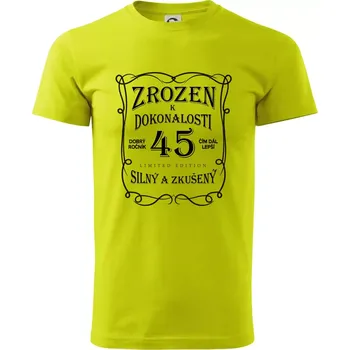 Pánské tričko Zrozen k dokonalosti 45 - Klasické pánské triko vyšší gramáže - M ( Limetková )