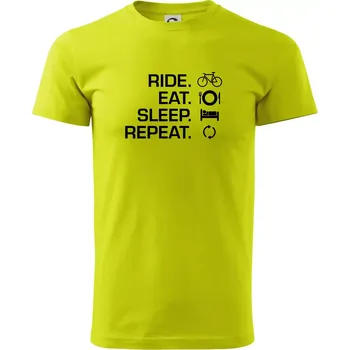 Pánská móda Ride Eat Sleep Repeat kolo - Klasické pánské triko vyšší gramáže - XS ( Limetková )
