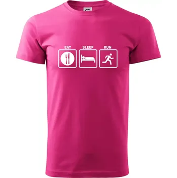 Pánské tričko Eat sleep run čtverce - Klasické pánské triko vyšší gramáže - XS ( Purpurová )