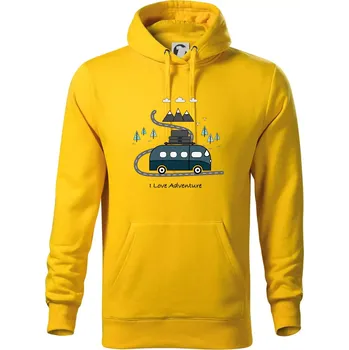 Pánská mikina Cesta přírodou I love Adventure - Mikina pánská Cape s kapucí - S ( Žlutá )