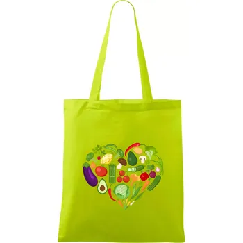 Zelenina Srdce - Taška bavlněná - 42 x 38 cm ( Limetková )