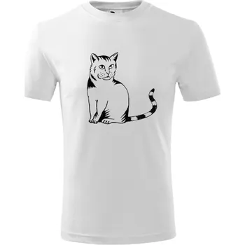 Bílé dětské tričko kočka divoká - barva bílá - velikost 8let