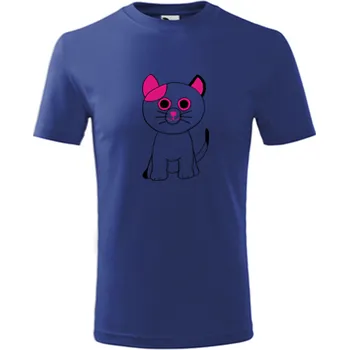 Chlapecké tričko Modré dětské tričko kočka plyšová - barva modrá - velikost 6let