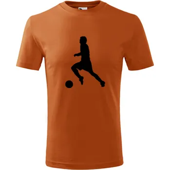 Chlapecké tričko Oranžové dětské tričko s fotbalistou 3 - dárek pro kluka fotbalistu - barva oranžová - velikost 4roky