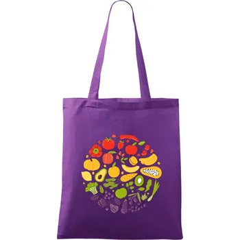Zelenina v kruhu - Taška bavlněná - 42 x 38 cm ( Fialová )