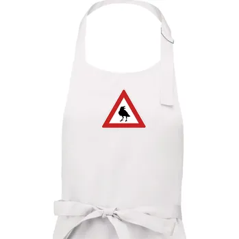 Kuchyňská zástěra Dopravní značka - Pozor havran - Dámská zástěra na vaření - Univerzální velikost ( Bílá )